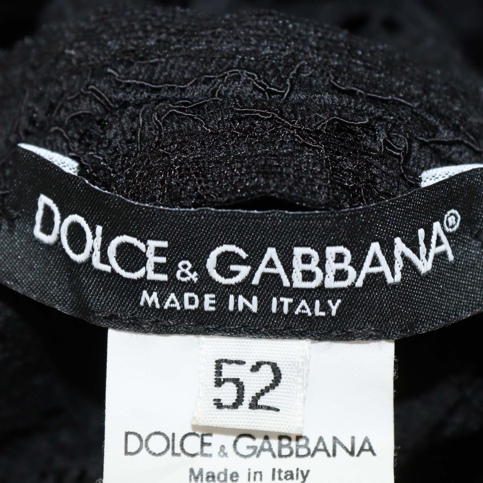 Dolce & Gabbana Black Blended Cotton Floral Lace Sleeveless Top