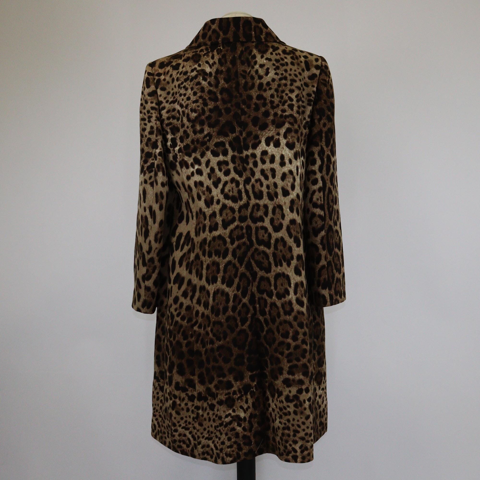 Dolce & Gabbana Brown Leopard Print Long Coat Womens Dolce & Gabbana 