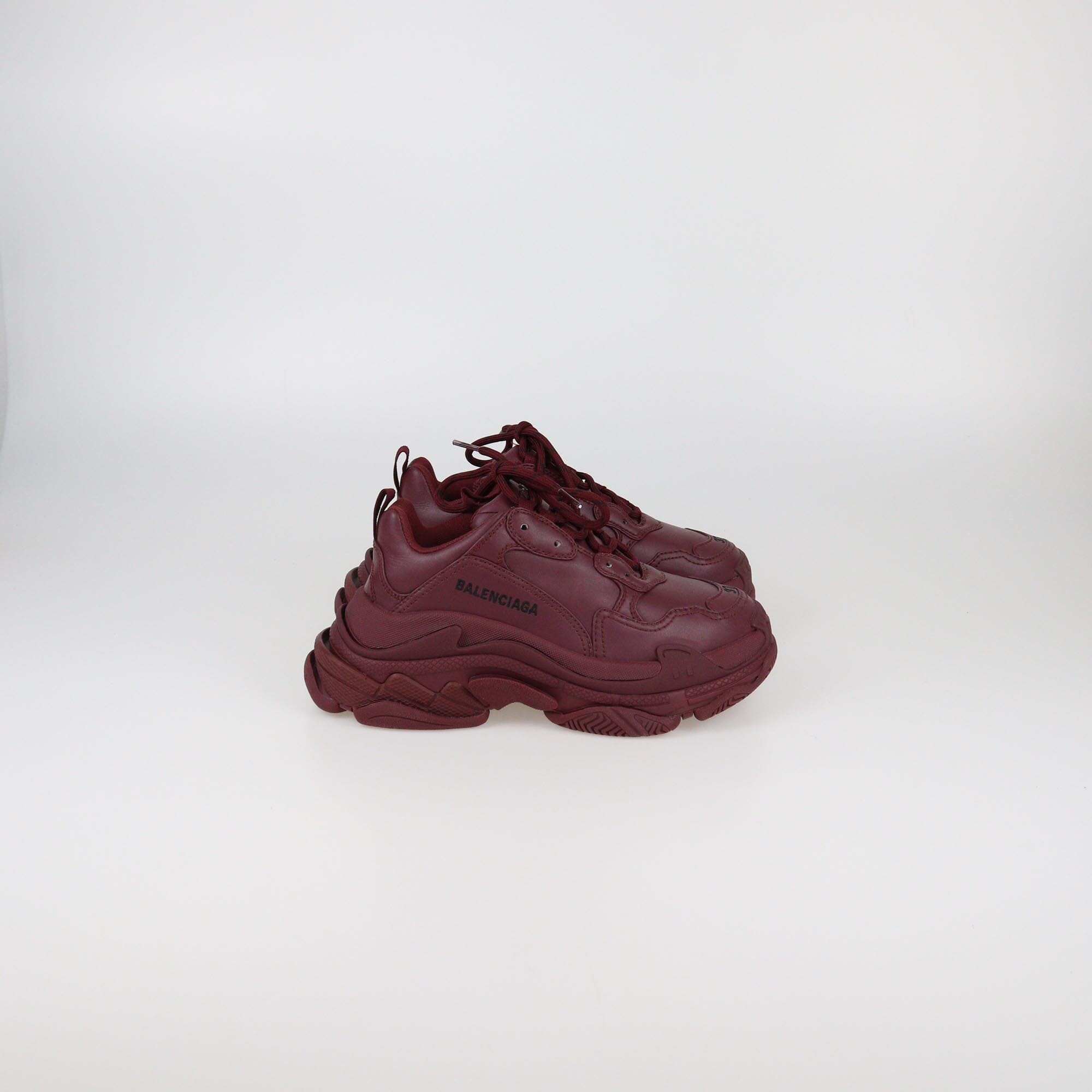 Bottega Veneta Burgundy Triple S Sneakers Womens Balenciaga 