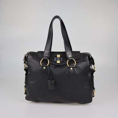 Yves Saint Laurent Black Leather Rive Gauche Tote