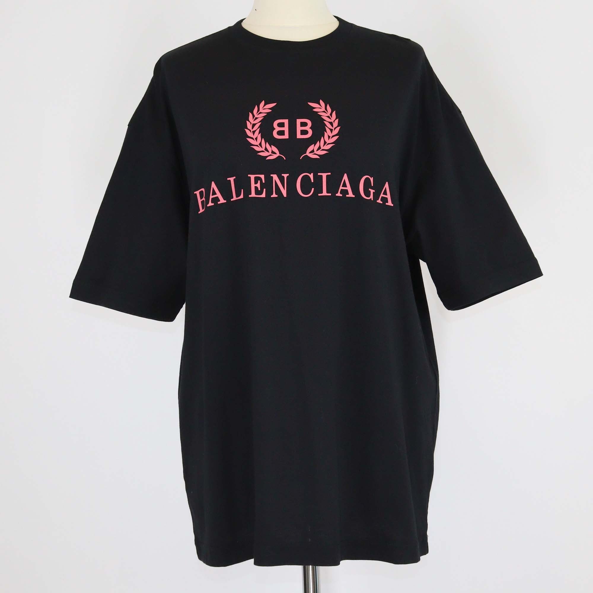 Balenciaga Black Jersey Printed Logo Oversized T-Shirt