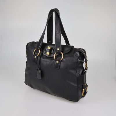 Yves Saint Laurent Black Leather Rive Gauche Tote