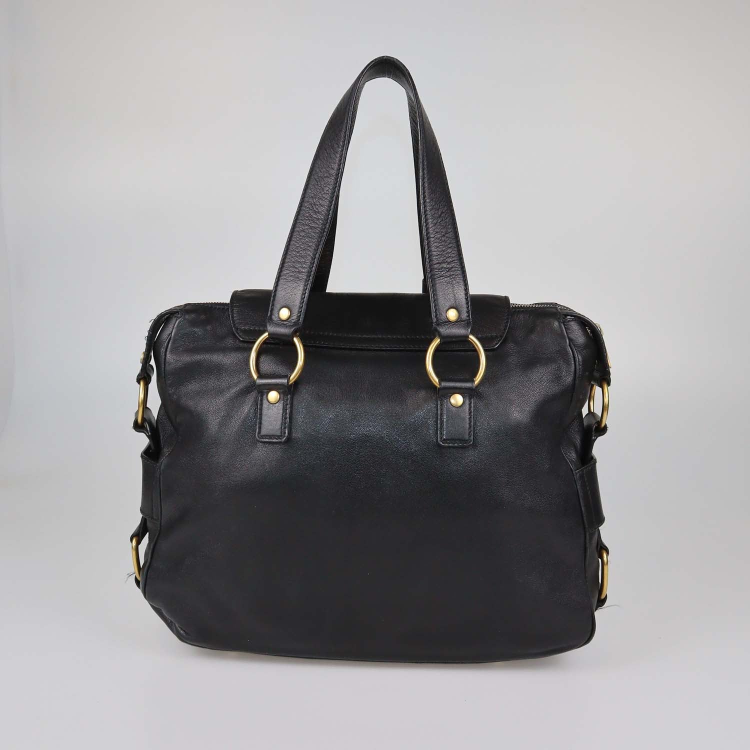 Yves Saint Laurent Black Leather Rive Gauche Tote