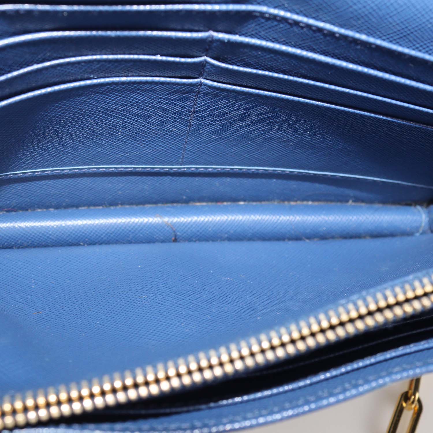 Prada Navy Blue Saffiano Leather Flap Wallet on Chain