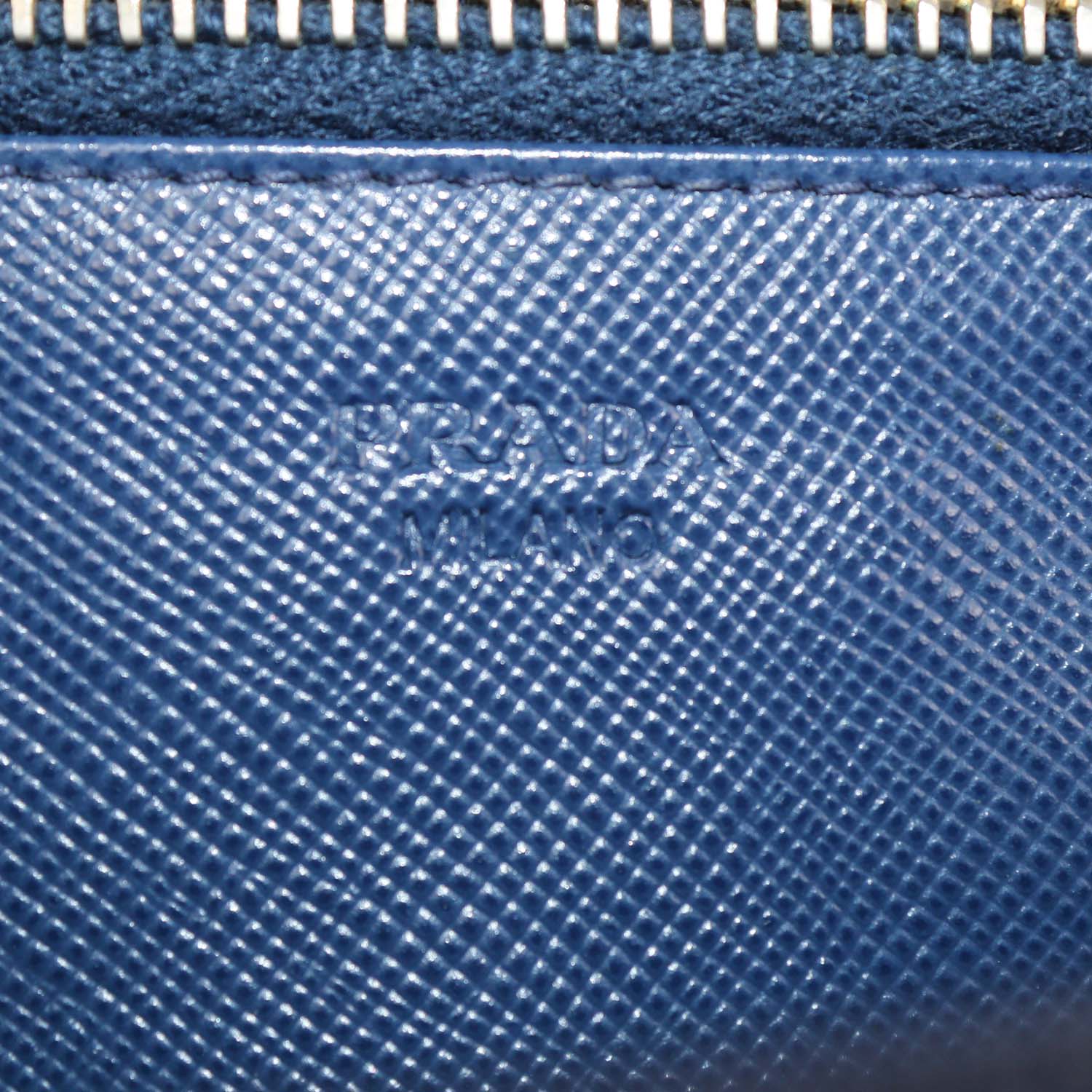 Prada Navy Blue Saffiano Leather Flap Wallet on Chain