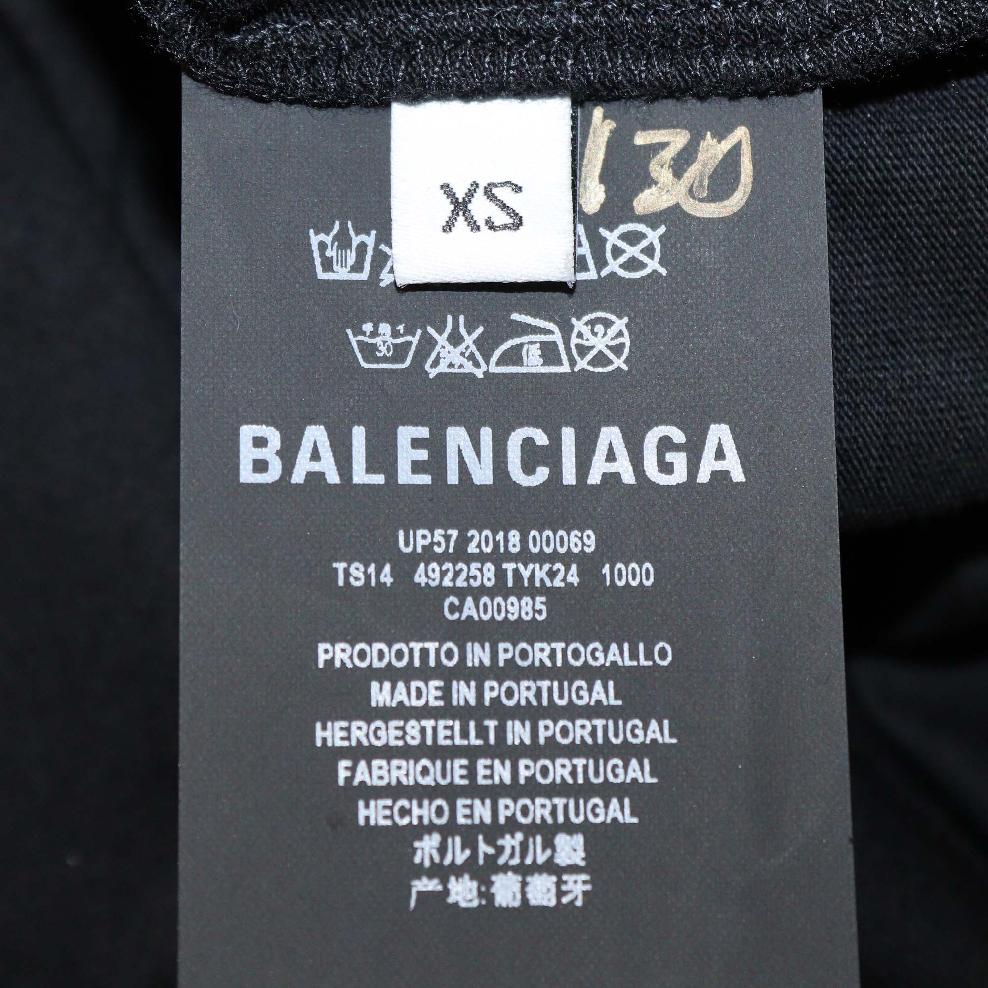 Balenciaga Black Jersey Printed Logo Oversized T-Shirt