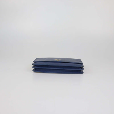 Prada Navy Blue Saffiano Leather Flap Wallet on Chain