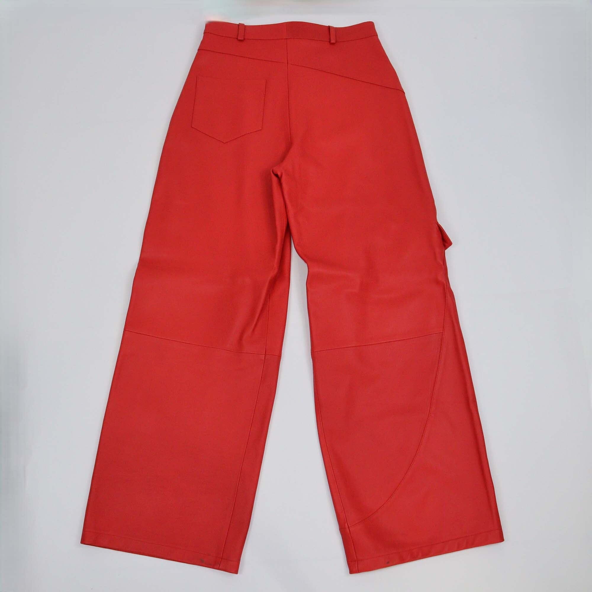 Jacquemus Red Leather Wide Pants Womens Jacquemus 