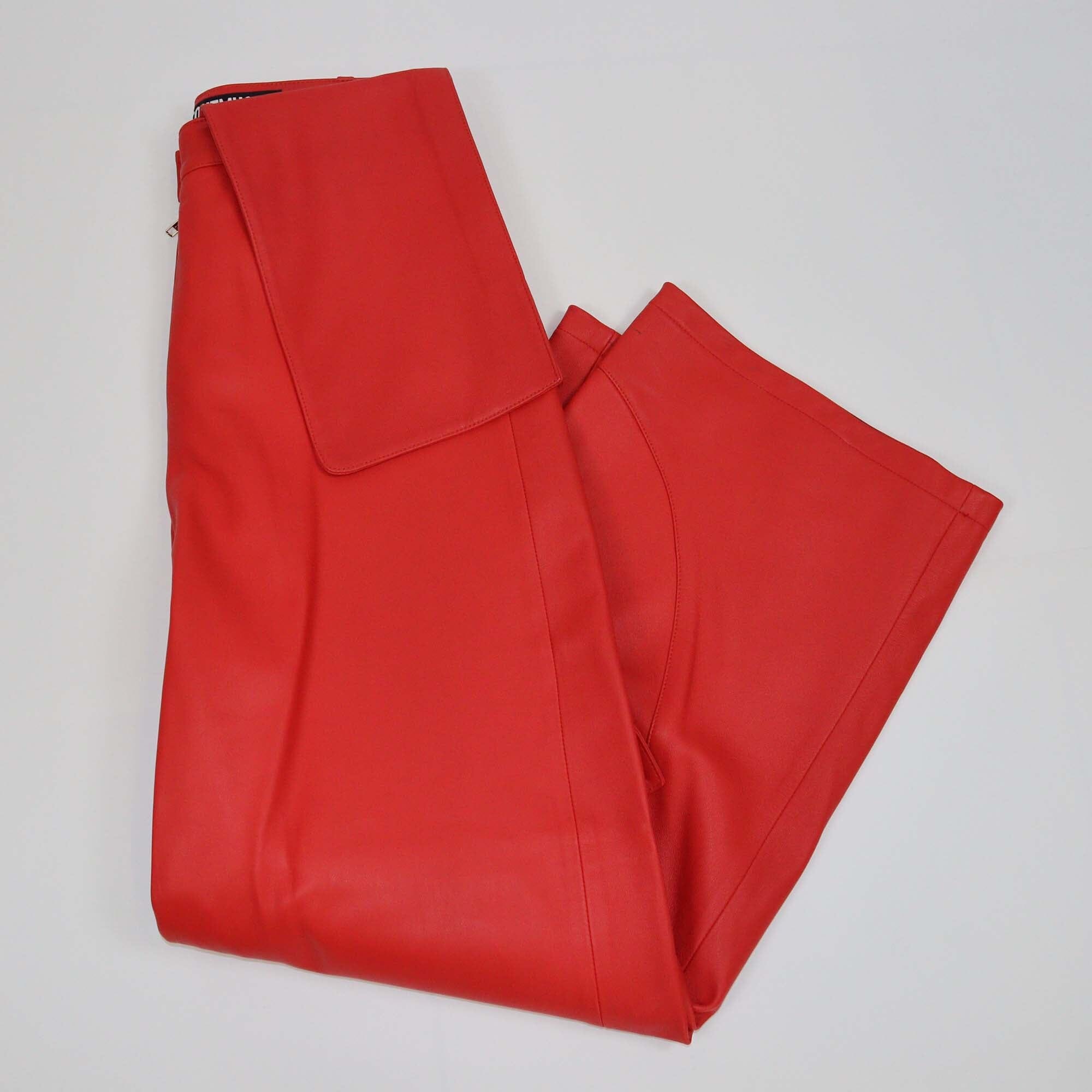 Jacquemus Red Leather Wide Pants Womens Jacquemus 