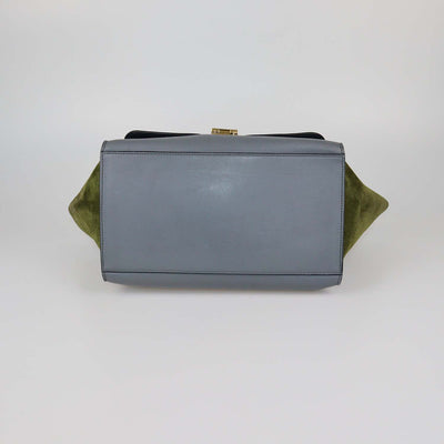 Celine Tricolor Leather and Suede Medium Trapeze Top Handle Bag
