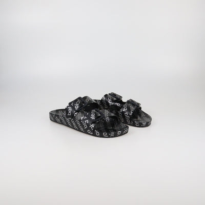 Balenciaga Black Reflective Monogram Mallorca Flat Sandals Mens Balenciaga 