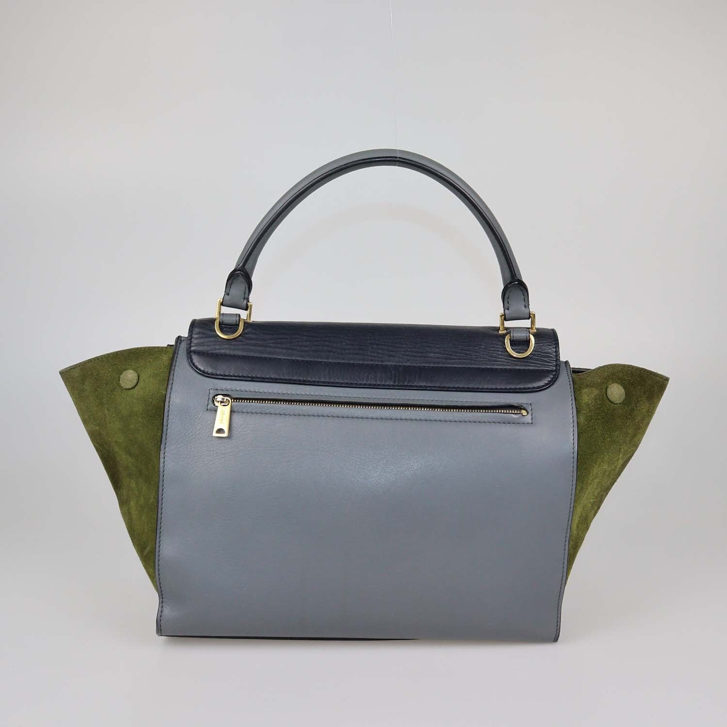 Celine Tricolor Leather and Suede Medium Trapeze Top Handle Bag