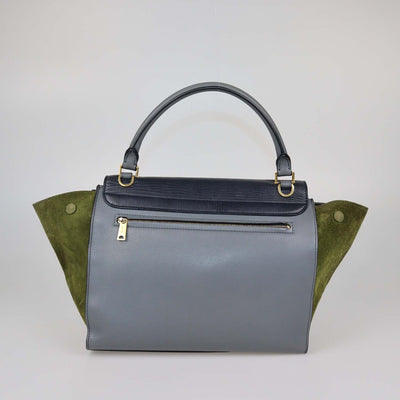 Celine Tricolor Leather and Suede Medium Trapeze Top Handle Bag
