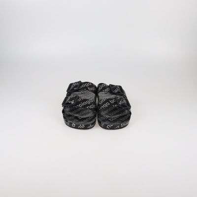 Balenciaga Black Reflective Monogram Mallorca Flat Sandals Mens Balenciaga 