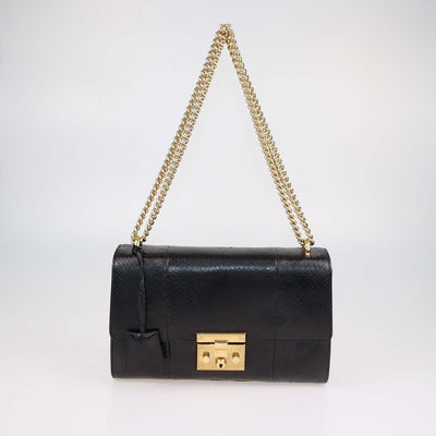 Gucci Black Python Medium Padlock Shoulder Bag