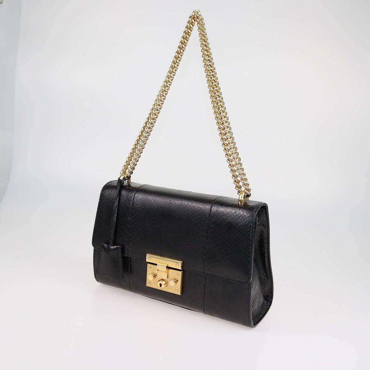Gucci Black Python Medium Padlock Shoulder Bag
