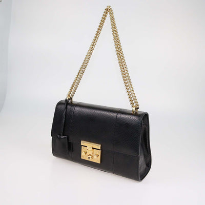 Gucci Black Python Medium Padlock Shoulder Bag