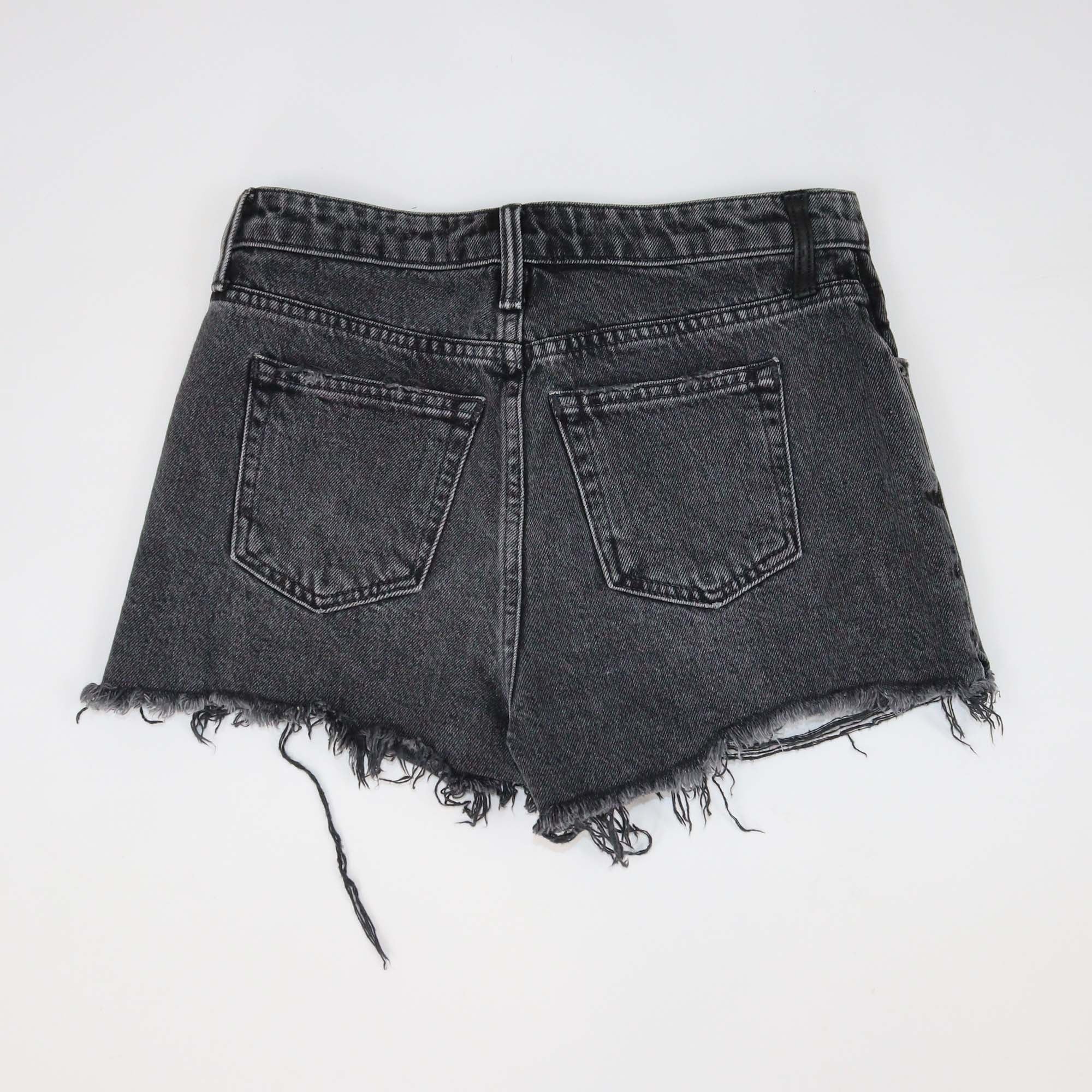 Denim x Alexander Wang Charcoal Grey Denim Distressed Mini Short
