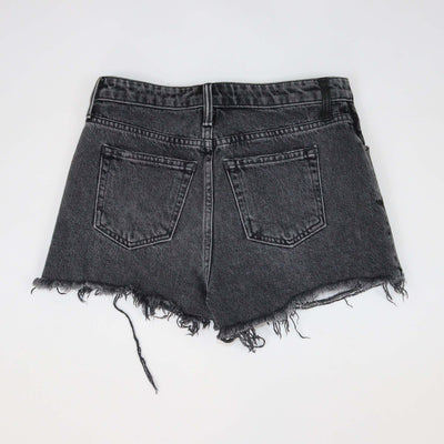Denim x Alexander Wang Charcoal Grey Denim Distressed Mini Short