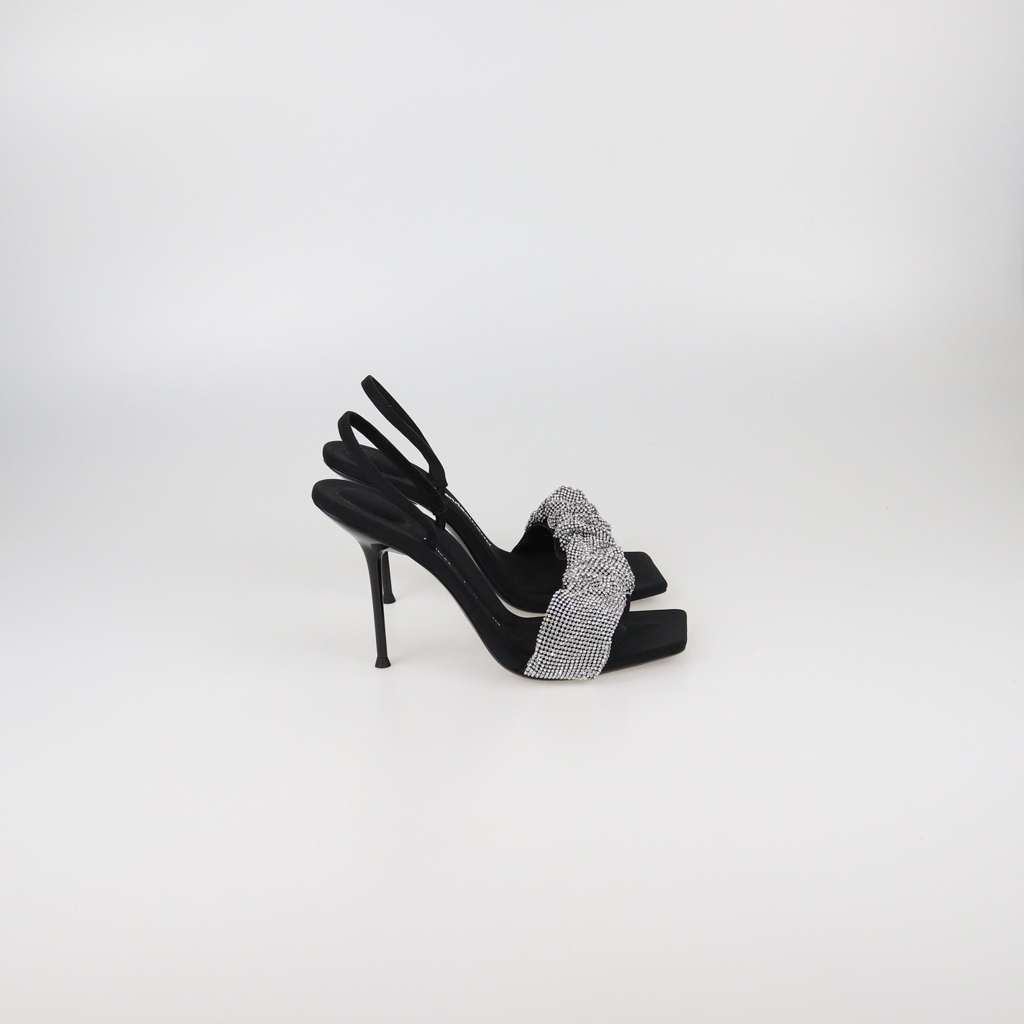 Alexander Wang Black Julie Crystal Scrunchie Sandals Womens Alexander Wang 