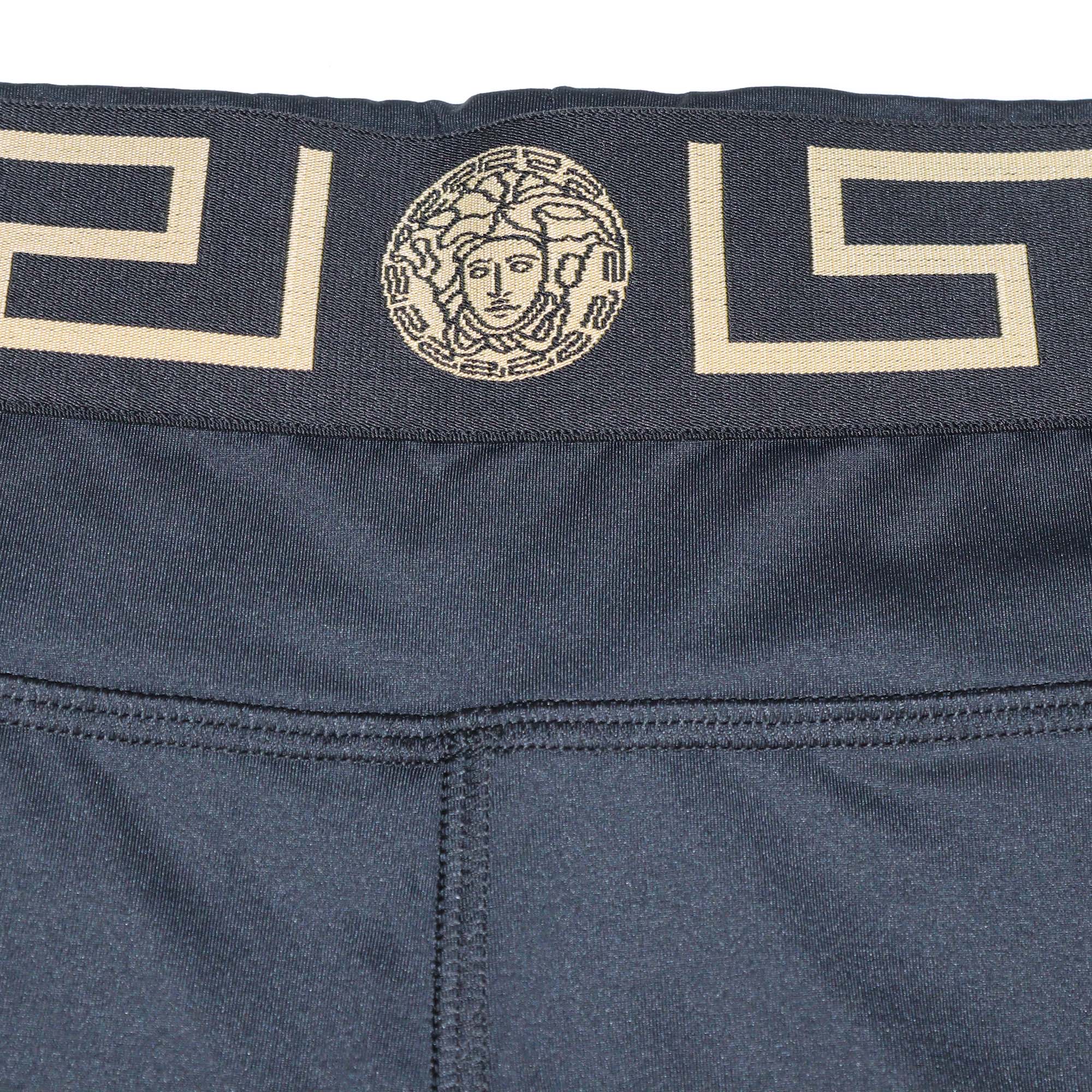 Versace Black Polyamide Greca Border Waistband Trunks