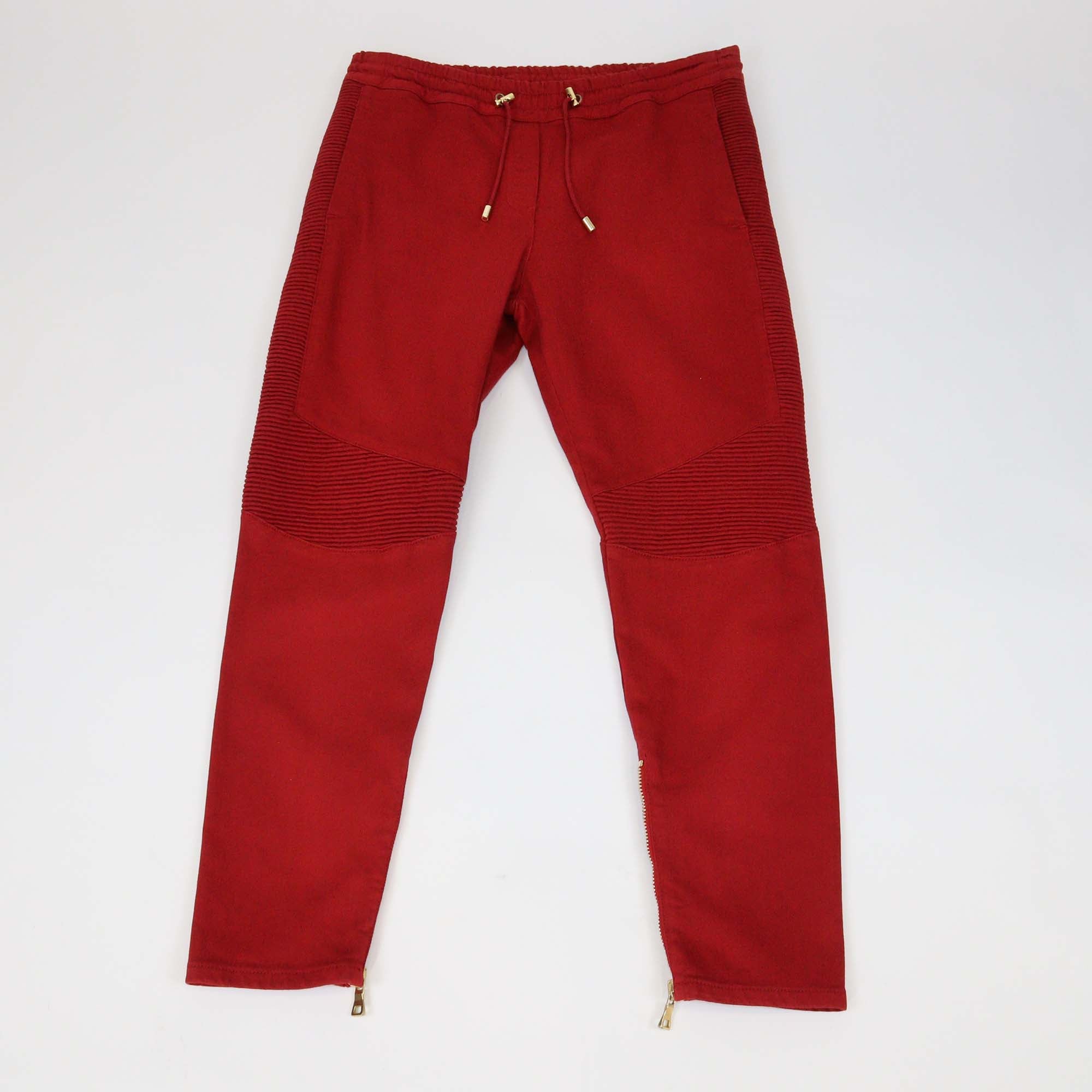 Balmain Red Cotton Drawstring Track Pants