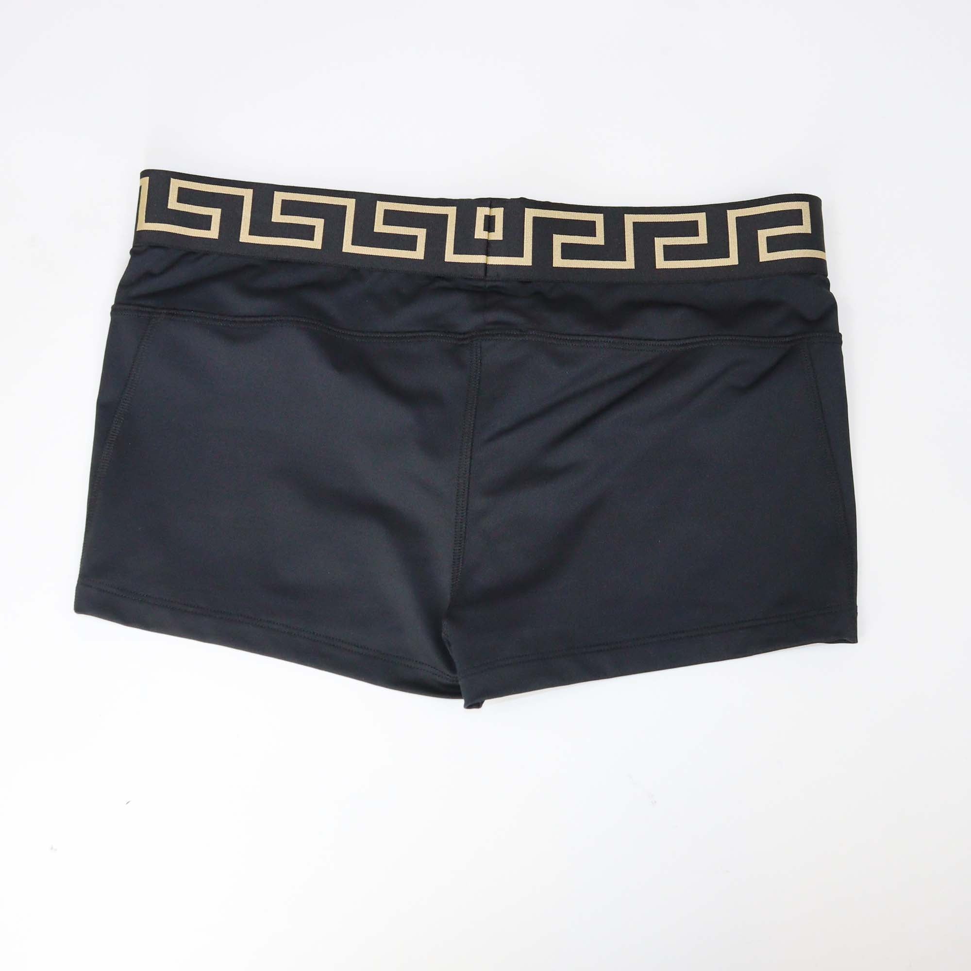 Versace Black Polyamide Greca Border Waistband Trunks
