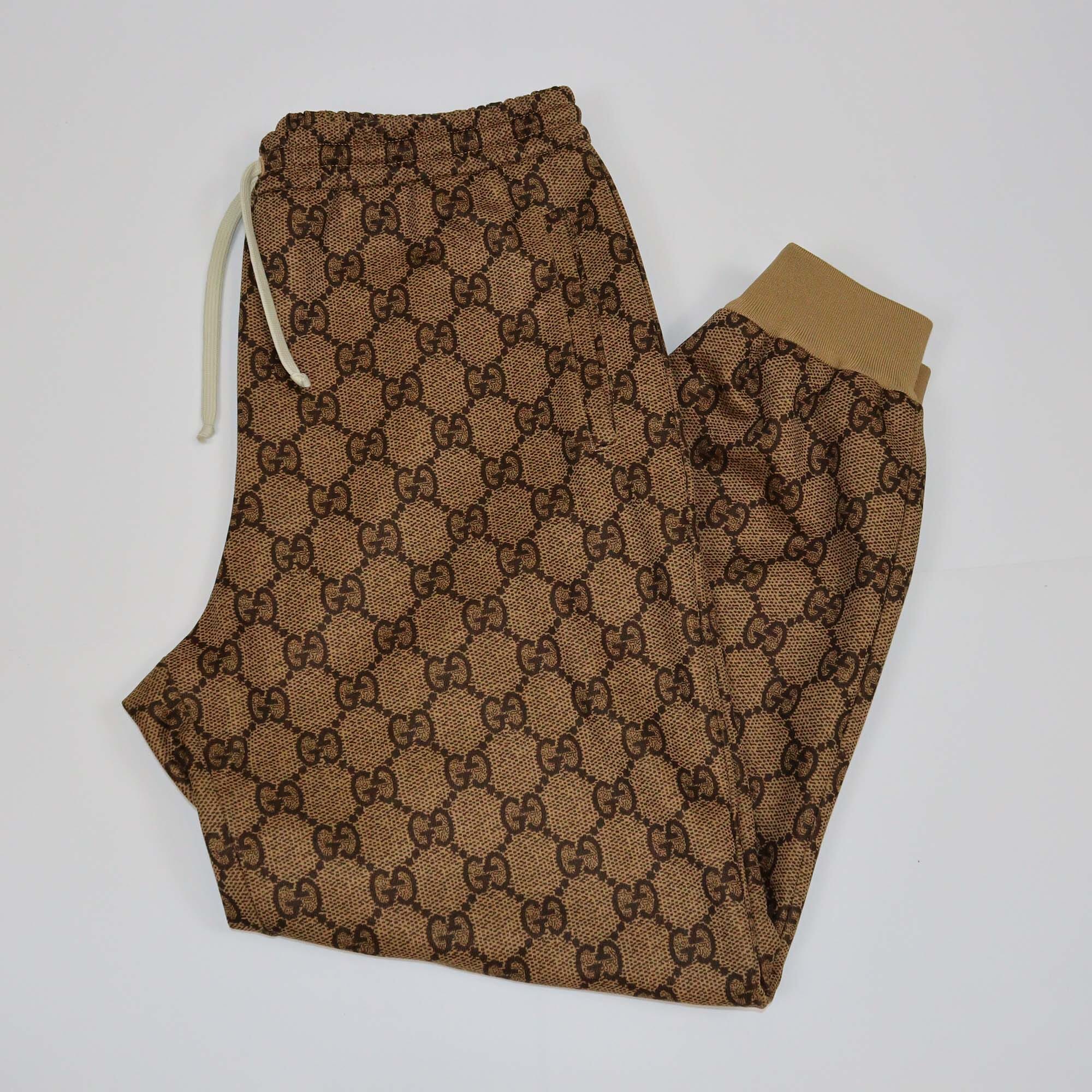 Gucci Beige Jumbo GG Print Jersey Joggers Womens Gucci 