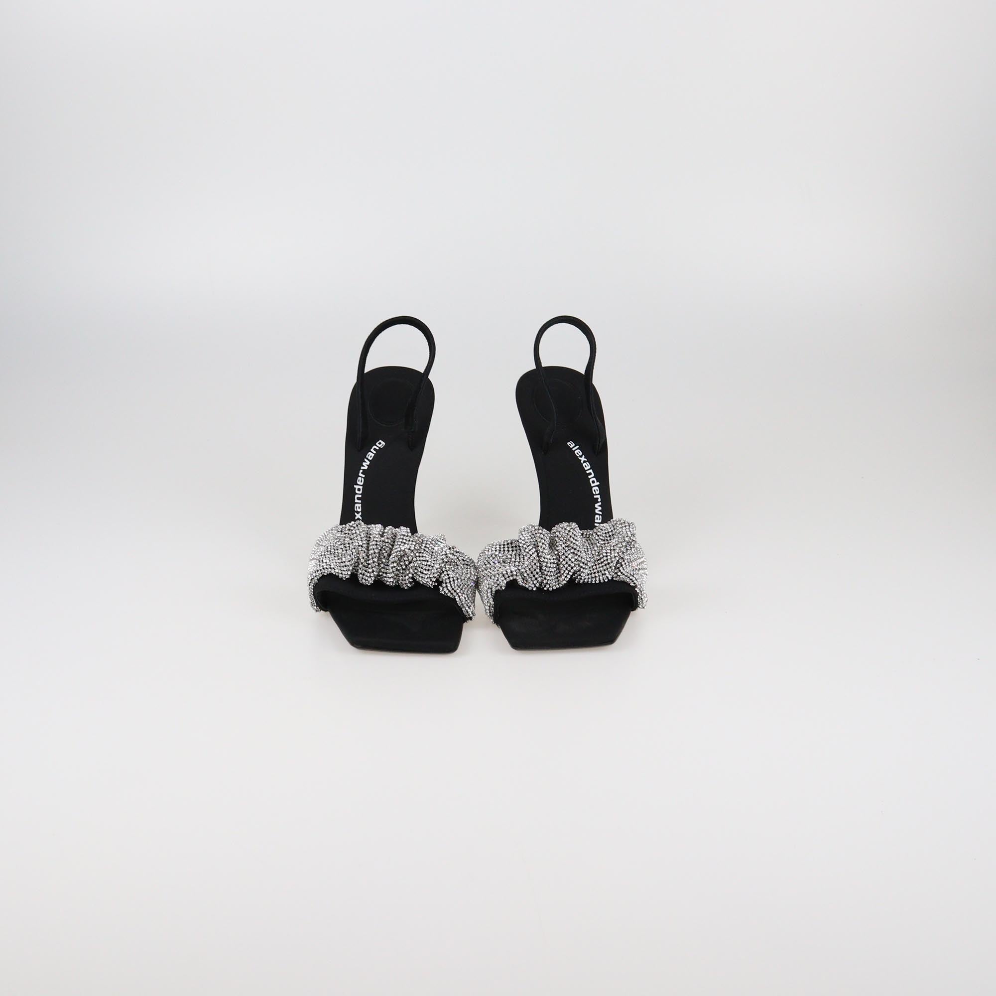Alexander Wang Black Julie Crystal Scrunchie Sandals