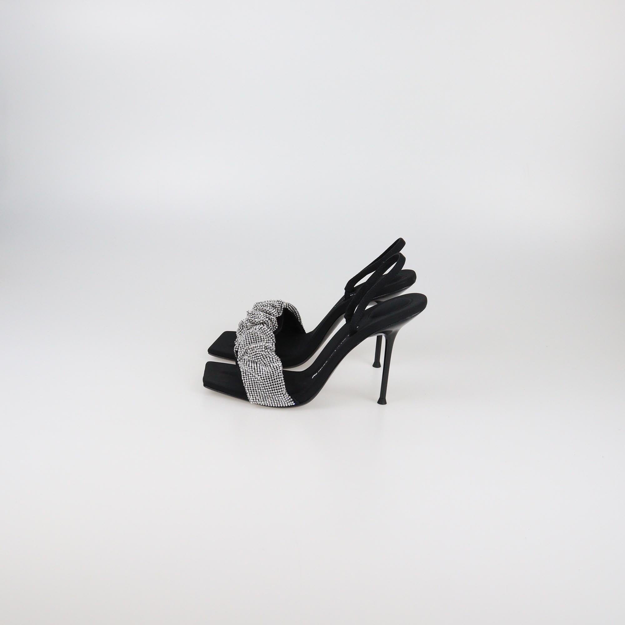 Alexander Wang Black Julie Crystal Scrunchie Sandals Womens Alexander Wang 