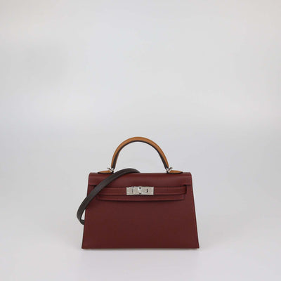Hermes Rouge H, Gold Epsom Leather Mini Kelly Sellier II Bag