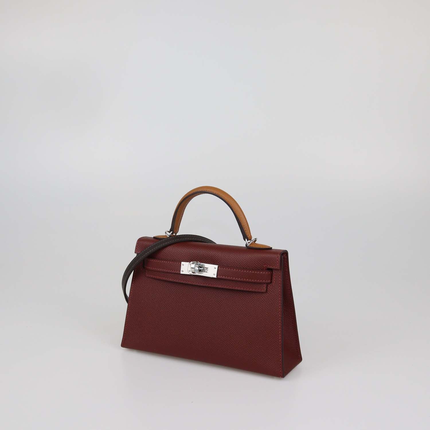 Hermes Rouge H, Gold Epsom Leather Mini Kelly Sellier II Bag