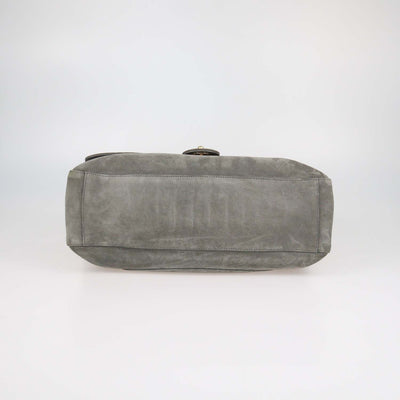Chanel Grey Quilted Suede Souplissimo Maxi Flap Bag