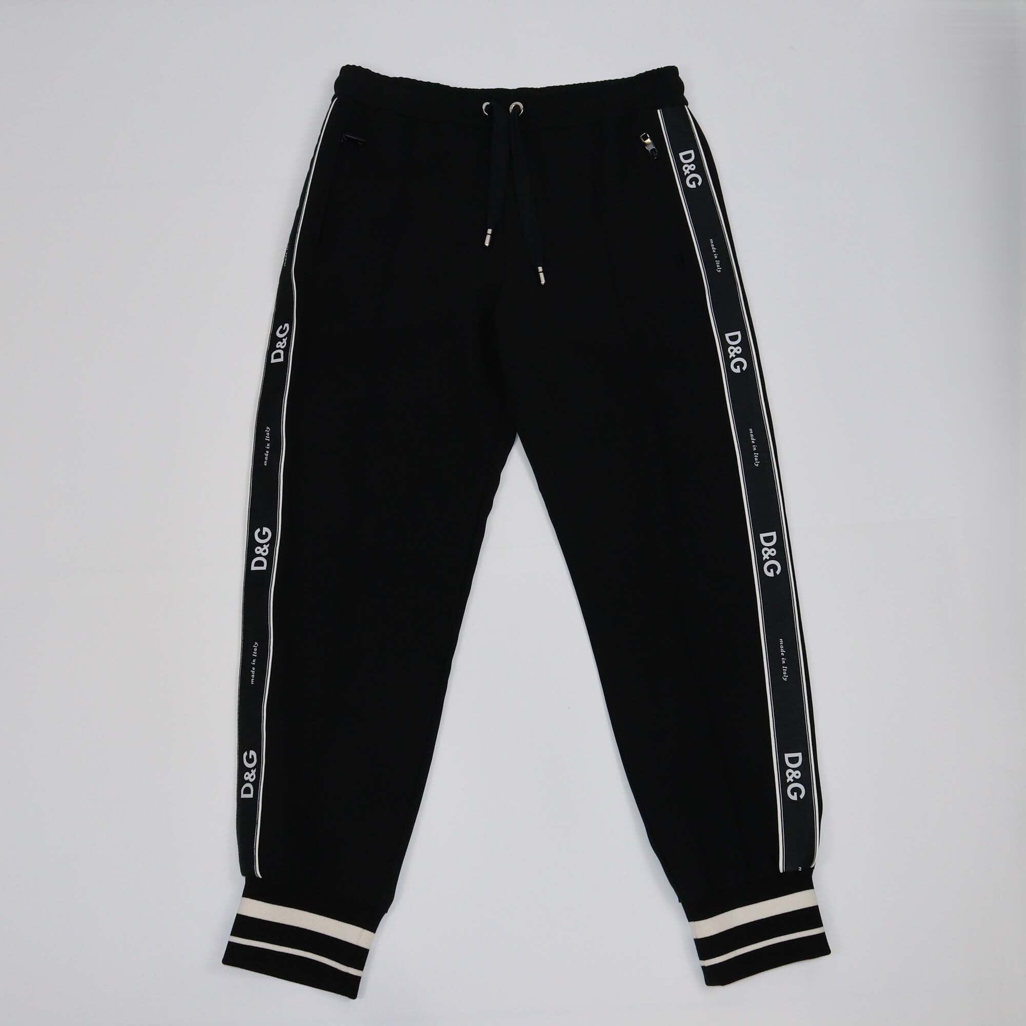 Dolce & Gabbana Black Jersey Logo Tape Detail Jogger Pants Womens Dolce & Gabbana 