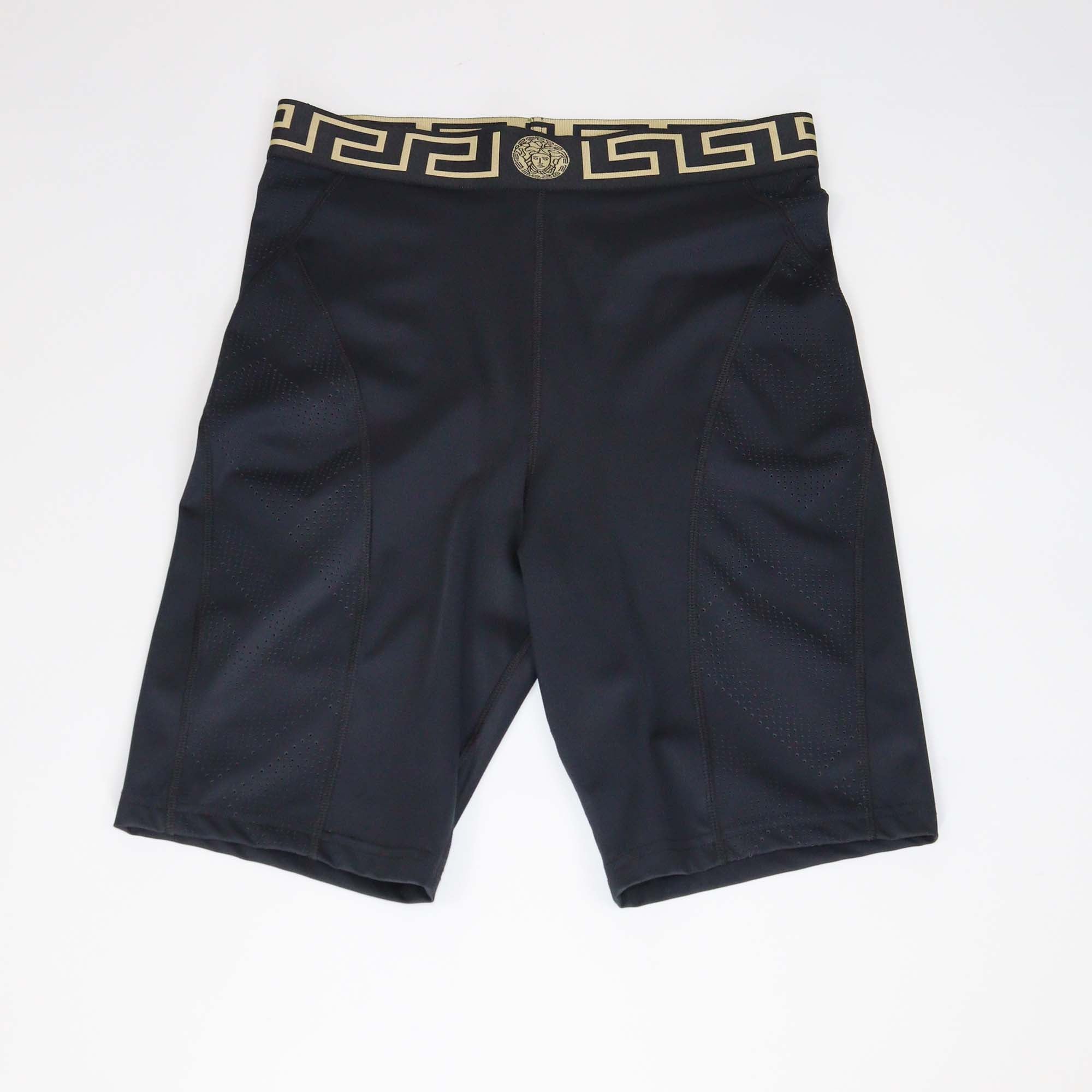 Versace Black Polyamide Greca Border Waistband Cycling Short