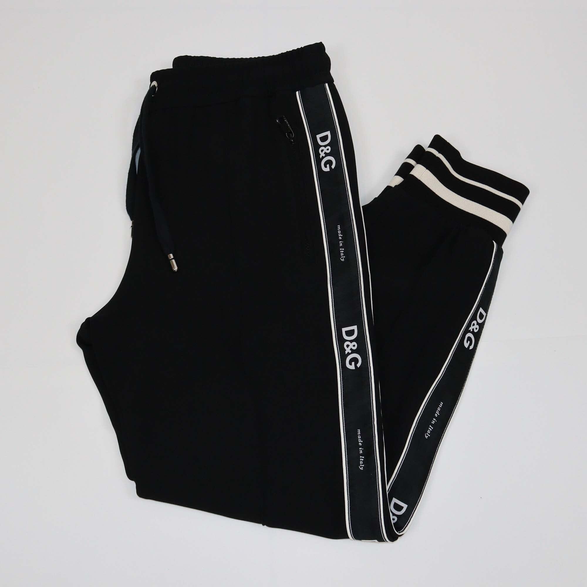 Dolce & Gabbana Black Jersey Logo Tape Detail Jogger Pants Womens Dolce & Gabbana 