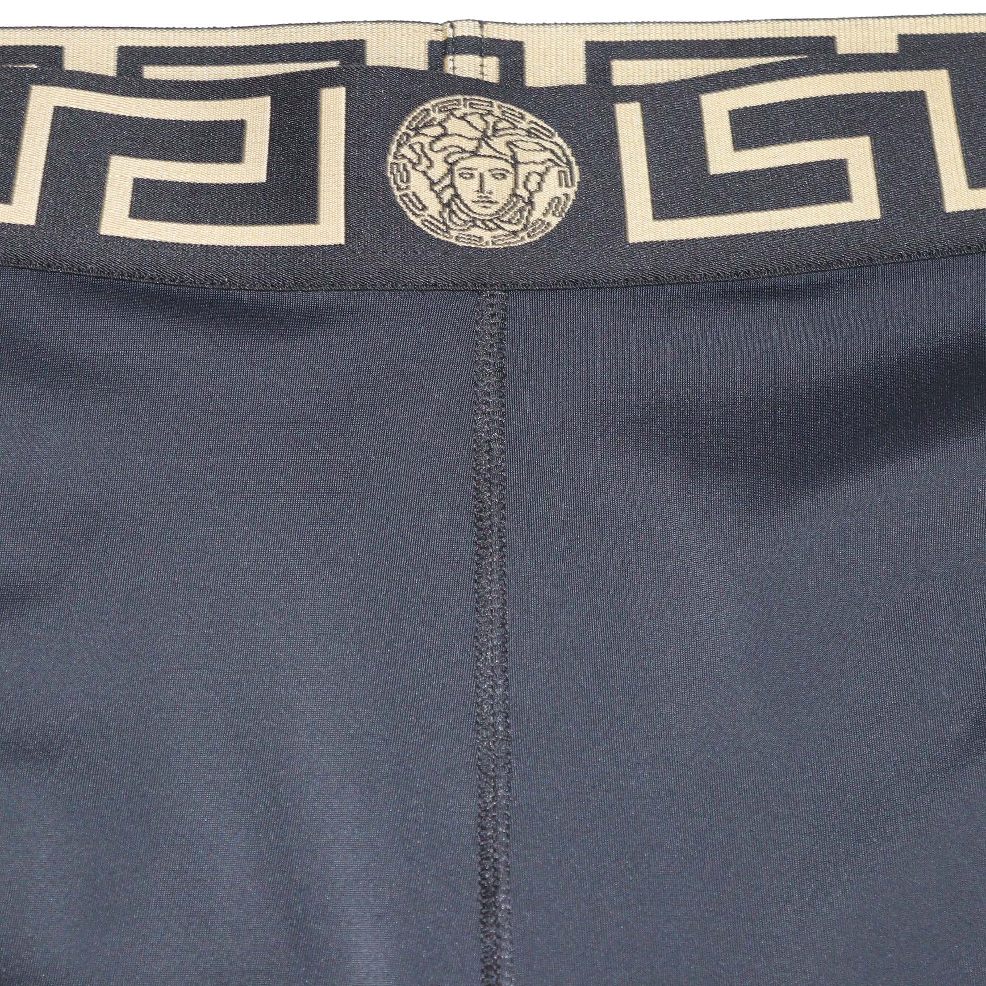 Versace Black Polyamide Greca Border Waistband Cycling Short