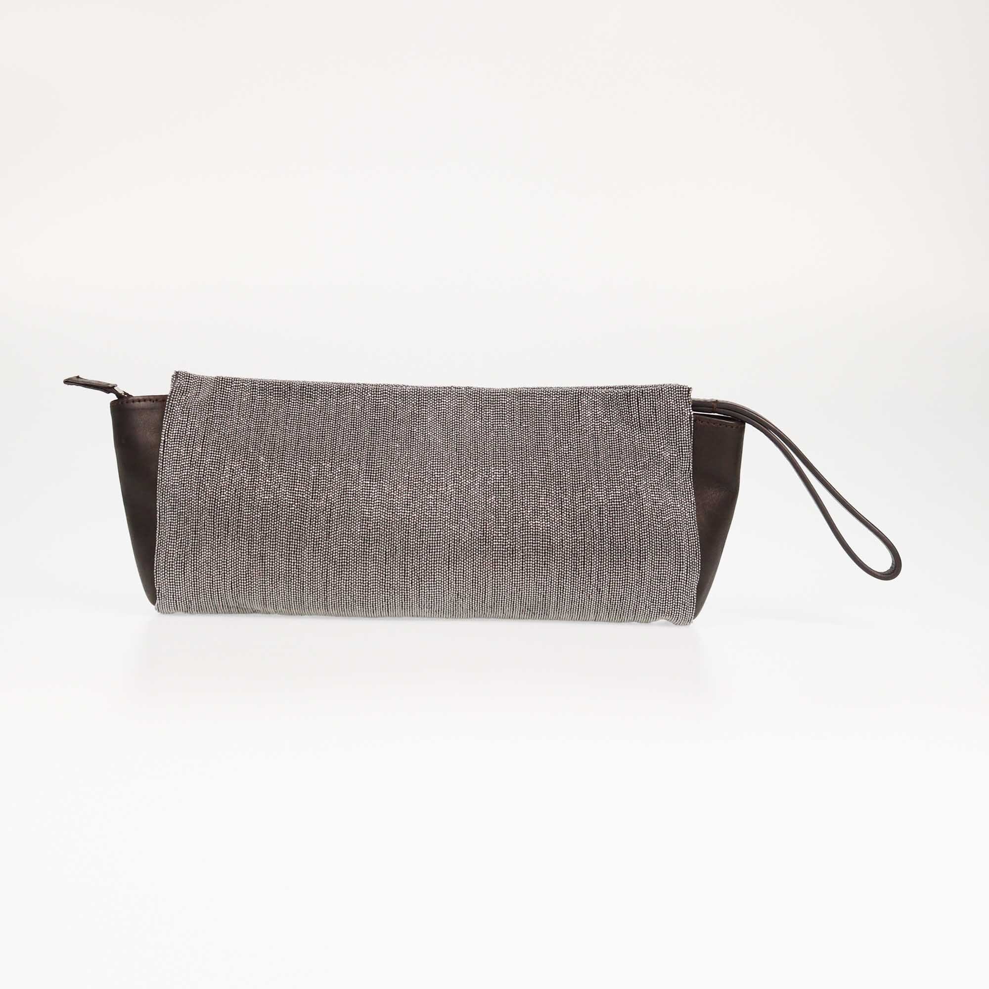 Brunelo Cucielli Brown/Silver Chainmail Wristlet Clutch Bags Brunelo Cucinelli 