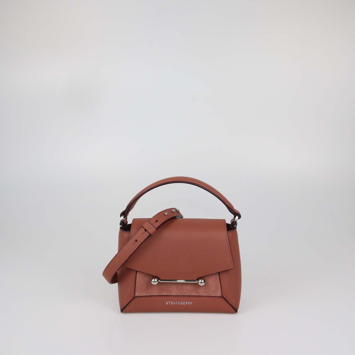 Strathberry Sienna Leather and Suede Nano Mosaic Top Handle Bag