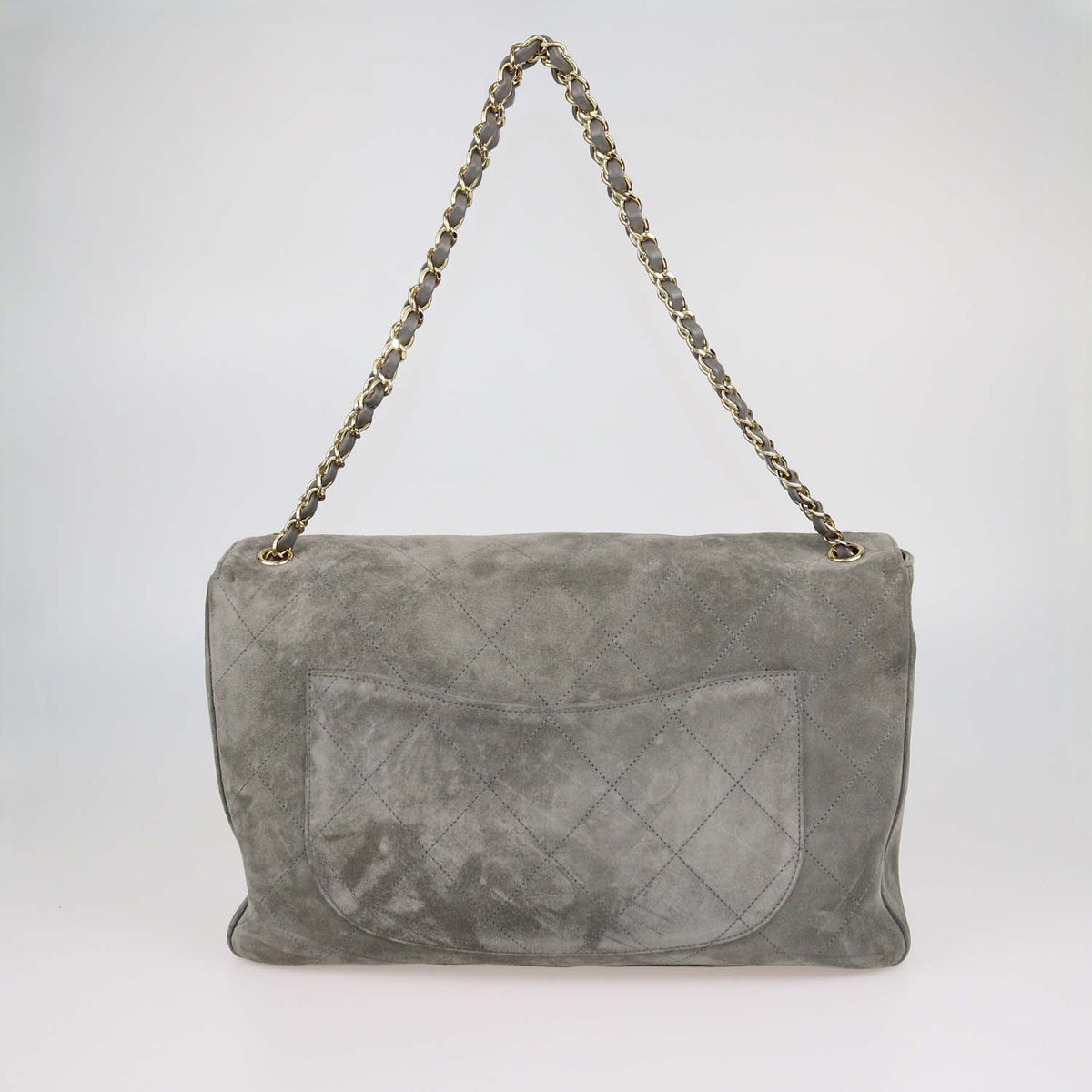 Chanel Grey Quilted Suede Souplissimo Maxi Flap Bag