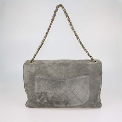 Chanel Grey Quilted Suede Souplissimo Maxi Flap Bag