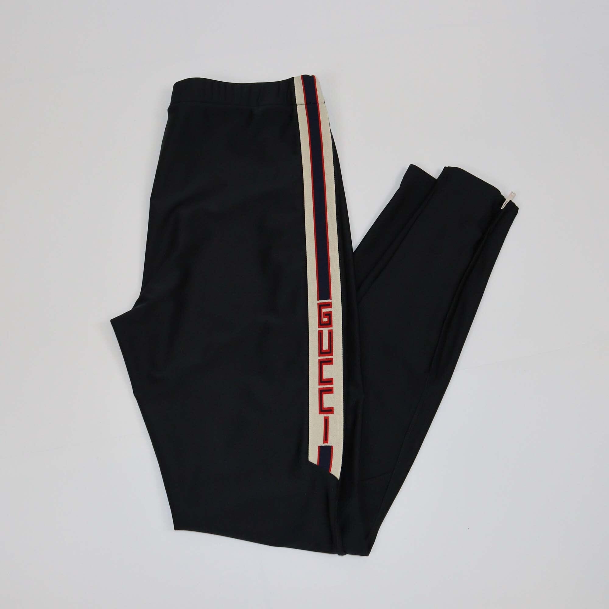 Gucci Black Side Stripe Jersey Leggings Womens Gucci 