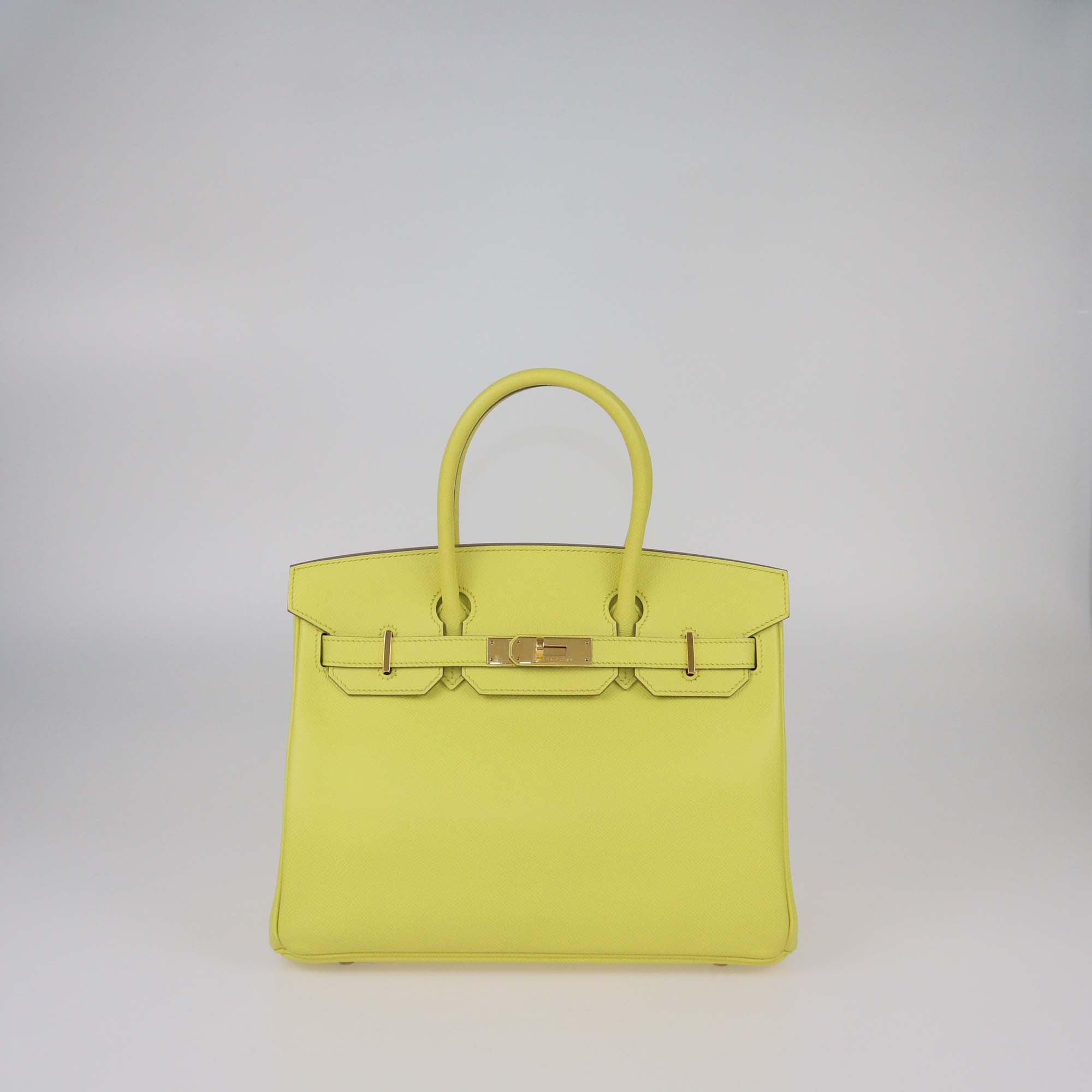 Hermes Soufre Epsom Leather Gold Finish Birkin 30 Bag