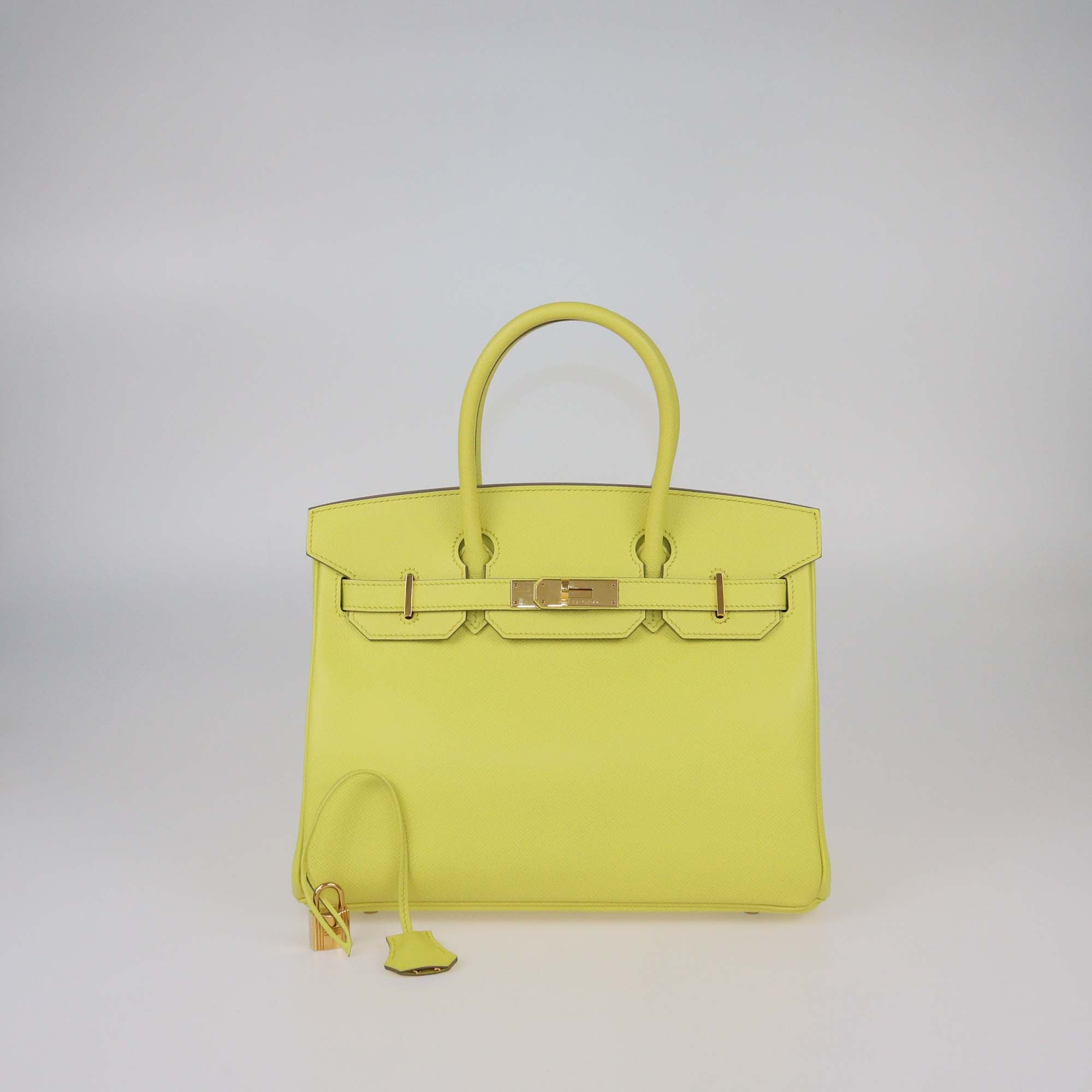 Hermes Soufre Epsom Leather Gold Finish Birkin 30 Bag
