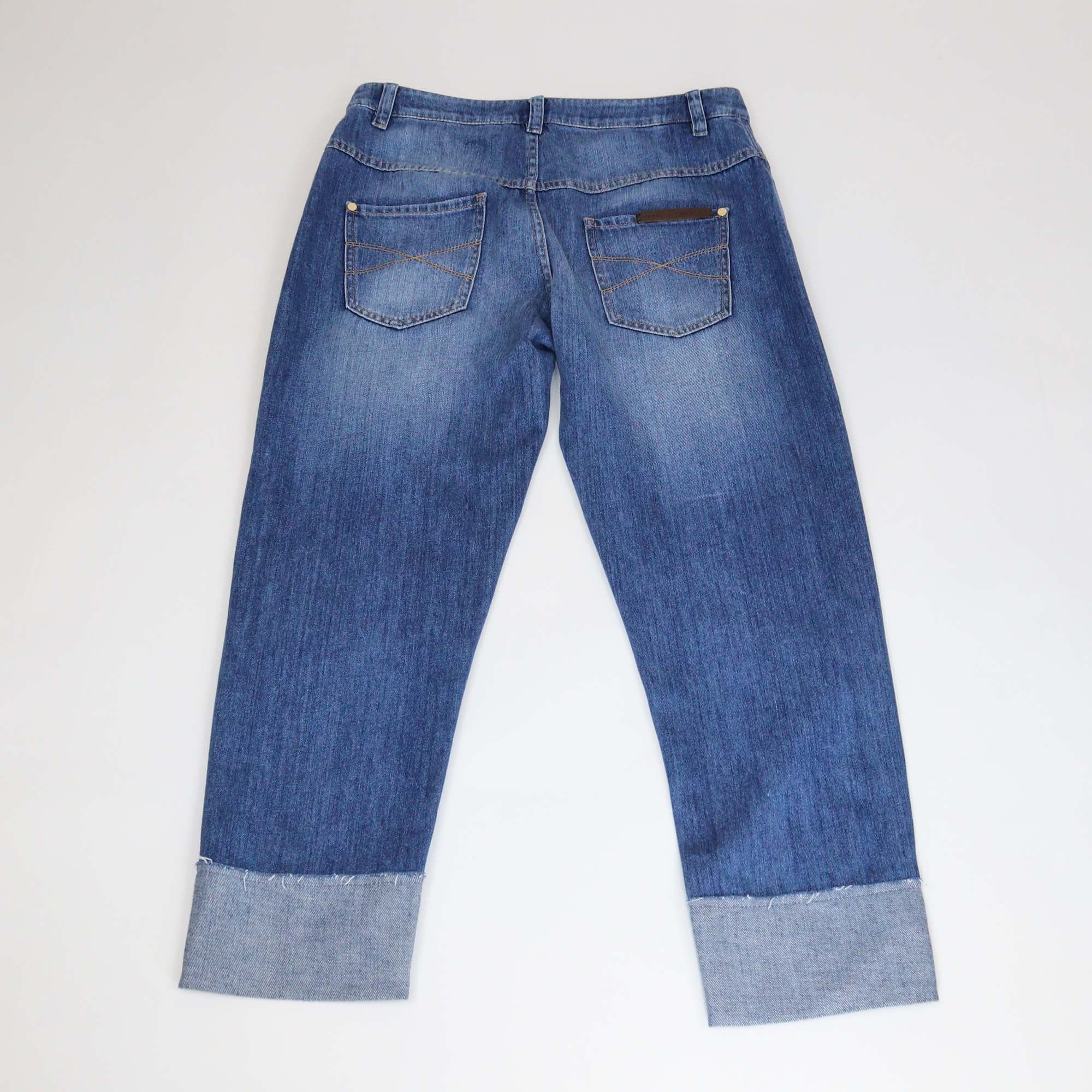 Brunello Cucinelli Blue Raw Edge Cropped Denim Pants