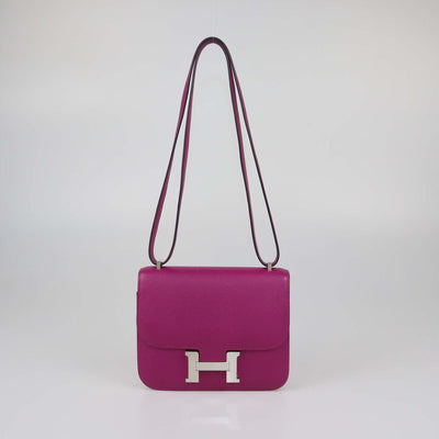 Hermes Rose Pourpre Epsom Leather Constance 18 Bag