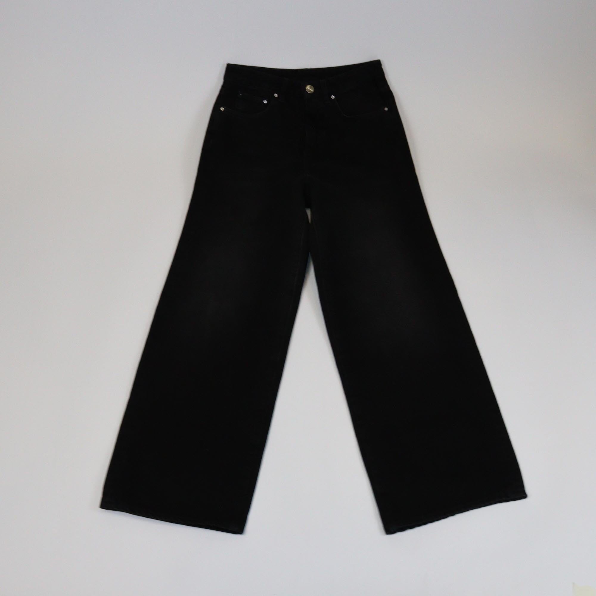 Toteme Black Denim Wide Leg Pants Womens Toteme 