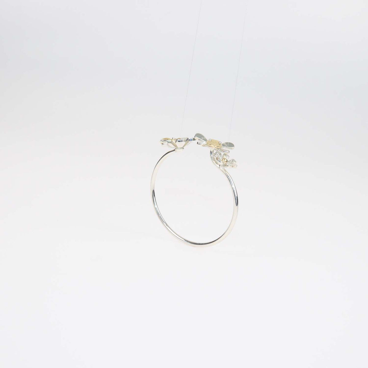 Tiffany & Co. Please Return To Tiffany & Co. Sterling Silver 18K Yellow Gold Ladybug Flower Bangle Bracelet