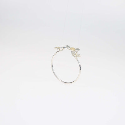Tiffany & Co. Please Return To Tiffany & Co. Sterling Silver 18K Yellow Gold Ladybug Flower Bangle Bracelet
