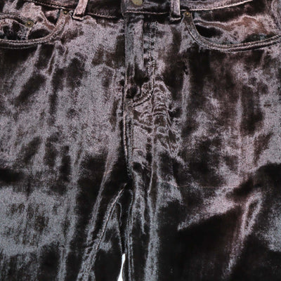 Saint Laurent Metallic Black Pink Velvet Skinny Leg Pants